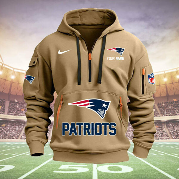New England Patriots New Personalized Quarter Zip Hoodie Limited Edition  AZBTQZH000002