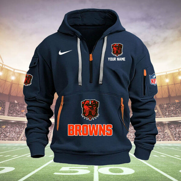 Cleveland Browns New Personalized Quarter Zip Hoodie Limited Edition  AZBTQZH000010