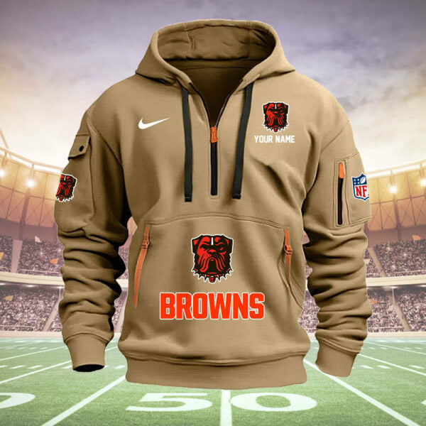 Cleveland Browns New Personalized Quarter Zip Hoodie Limited Edition  AZBTQZH000010