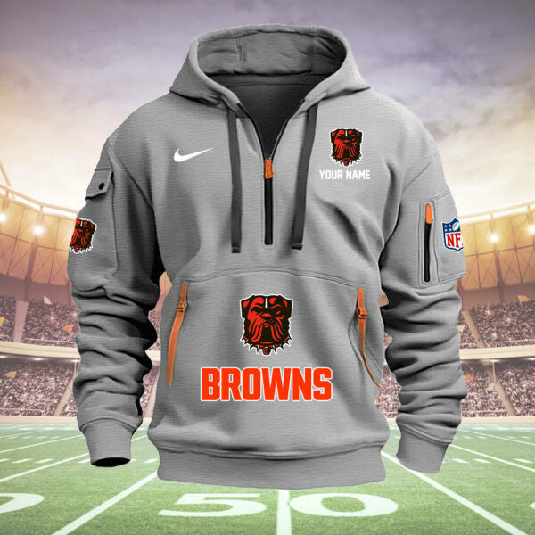 Cleveland Browns New Personalized Quarter Zip Hoodie Limited Edition  AZBTQZH000010