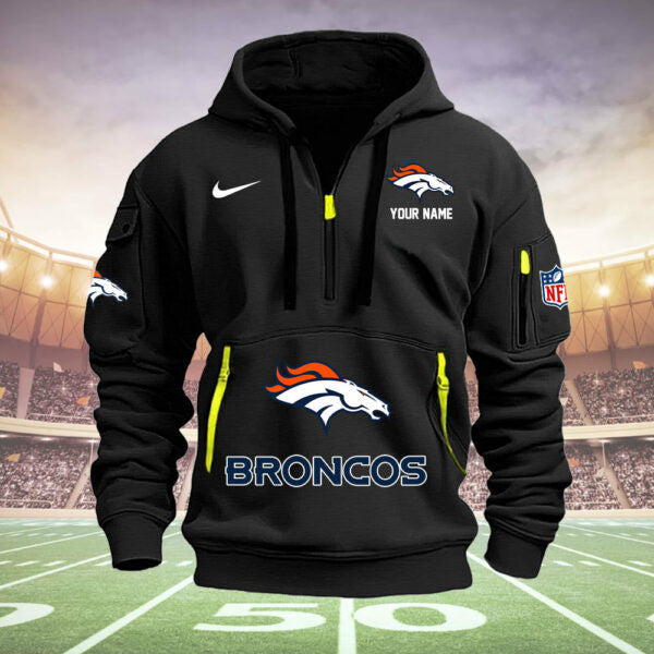 Denver Broncos New Personalized Quarter Zip Hoodie Limited Edition  AZBTQZH000009