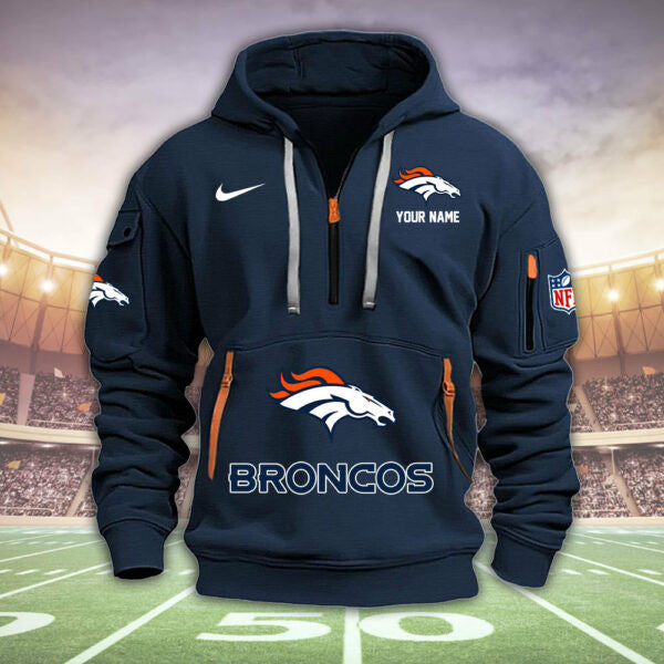 Denver Broncos New Personalized Quarter Zip Hoodie Limited Edition  AZBTQZH000009