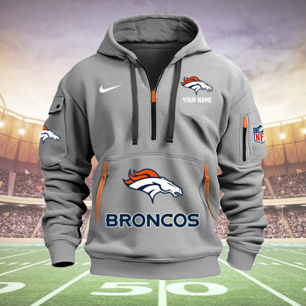 Denver Broncos New Personalized Quarter Zip Hoodie Limited Edition  AZBTQZH000009