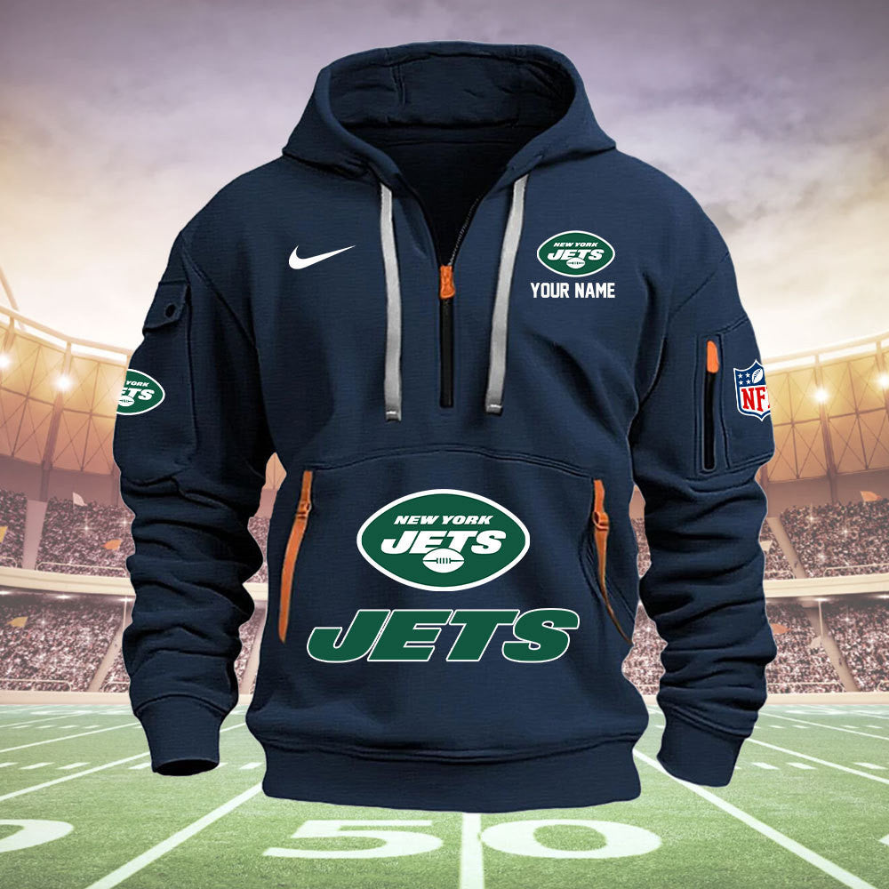 New York Jets New Personalized Quarter Zip Hoodie Limited Edition  AZBTQZH000017