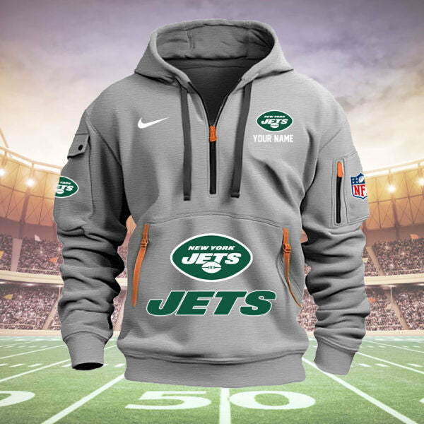 New York Jets New Personalized Quarter Zip Hoodie Limited Edition  AZBTQZH000017
