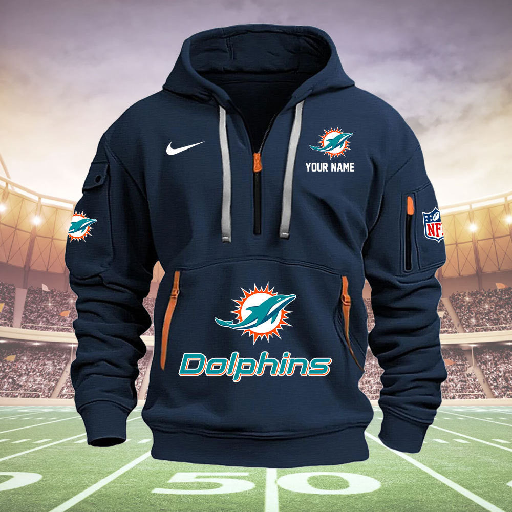 Miami Dolphins New Personalized Quarter Zip Hoodie Limited Edition  AZBTQZH000005