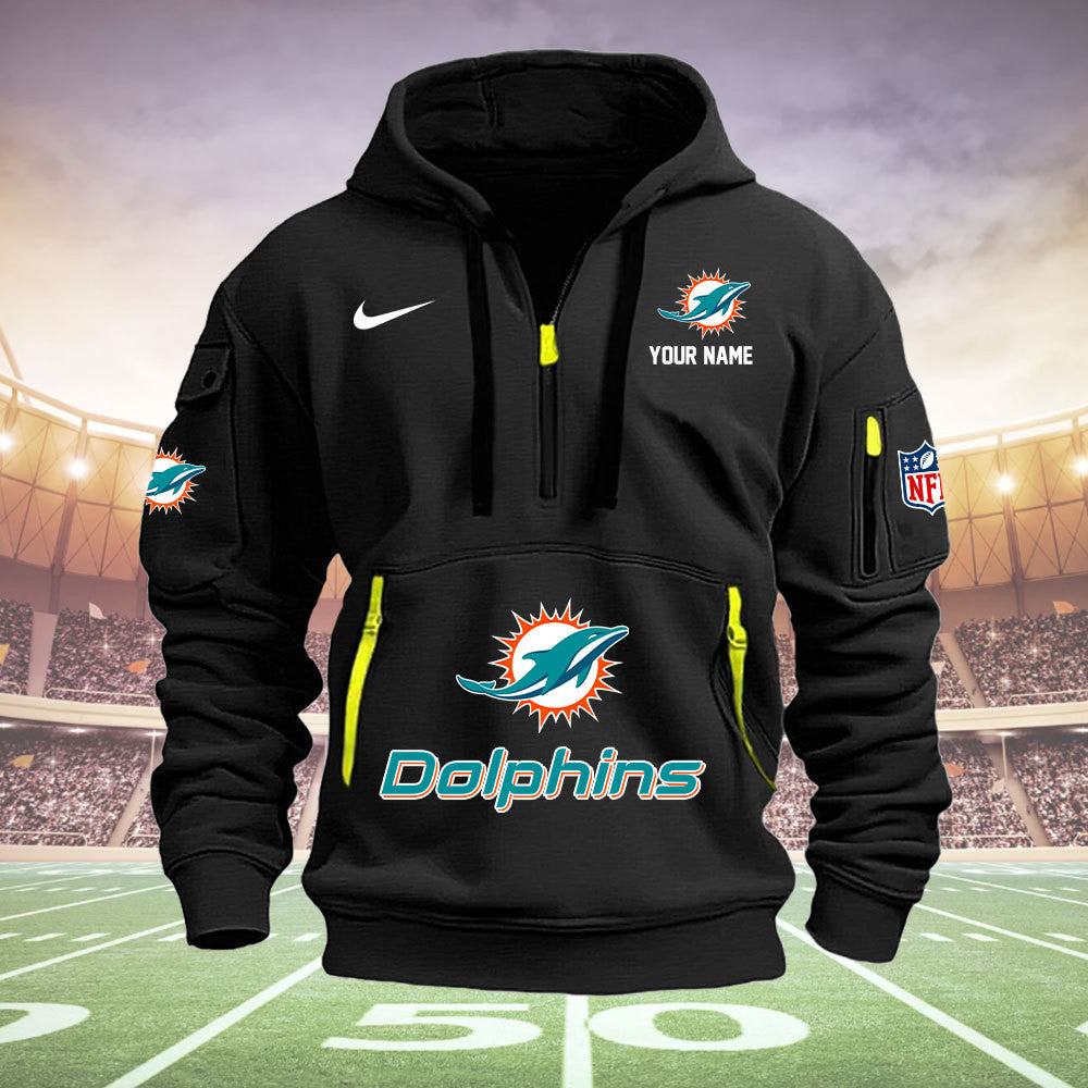 Miami Dolphins New Personalized Quarter Zip Hoodie Limited Edition  AZBTQZH000005