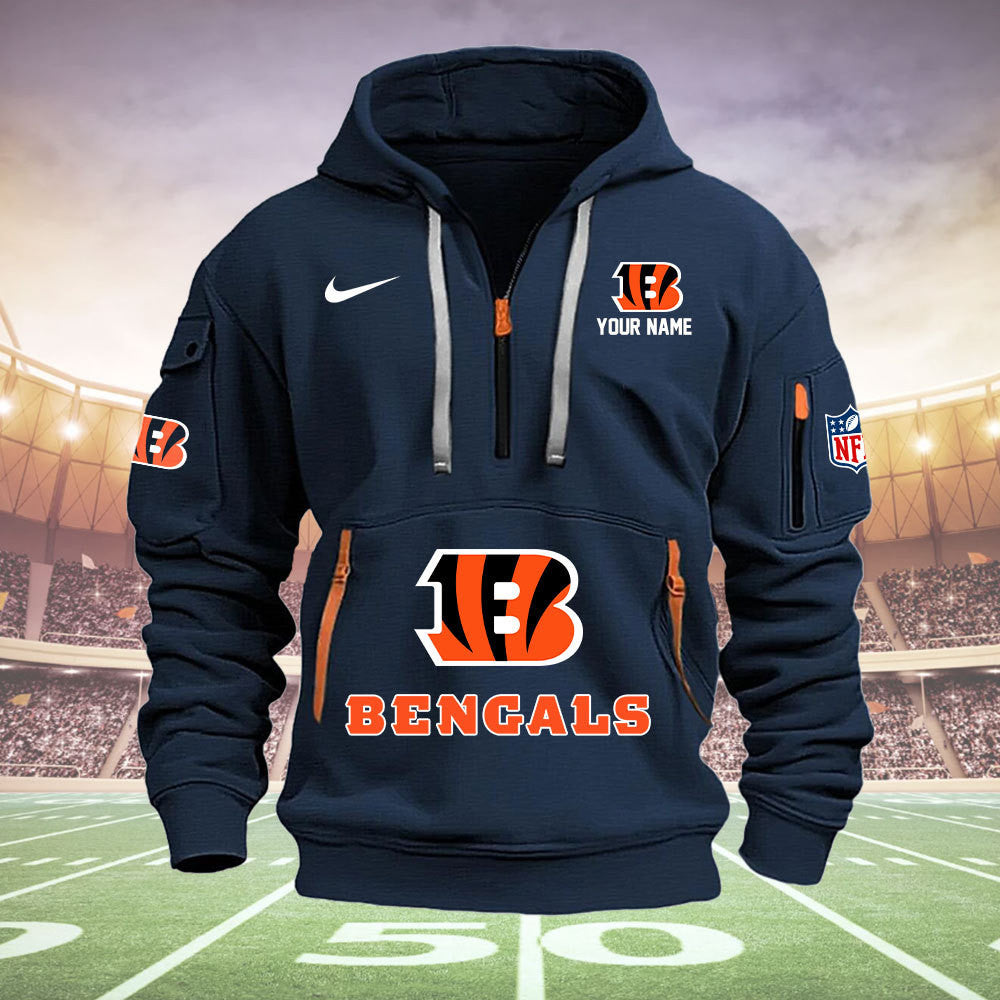 Cincinnati Bengals New Personalized Quarter Zip Hoodie Limited Edition  AZBTQZH000006