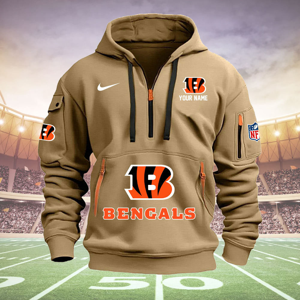 Cincinnati Bengals New Personalized Quarter Zip Hoodie Limited Edition  AZBTQZH000006