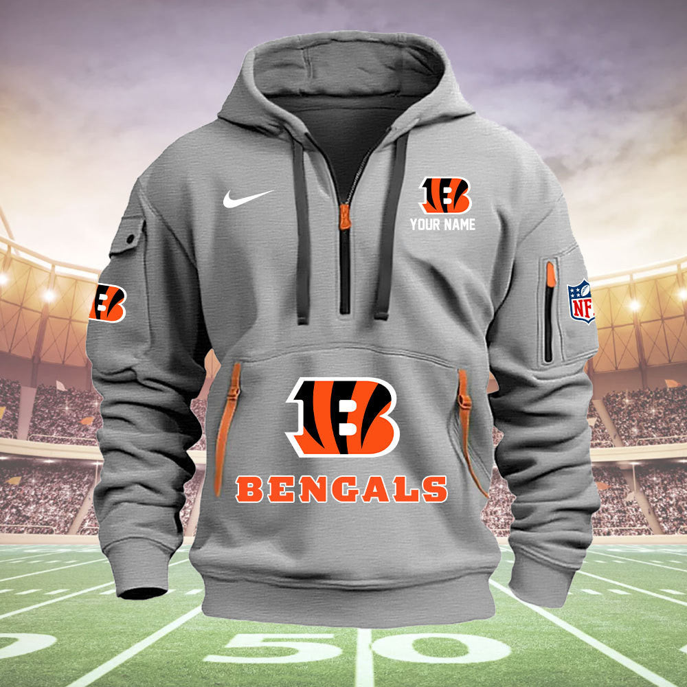 Cincinnati Bengals New Personalized Quarter Zip Hoodie Limited Edition  AZBTQZH000006