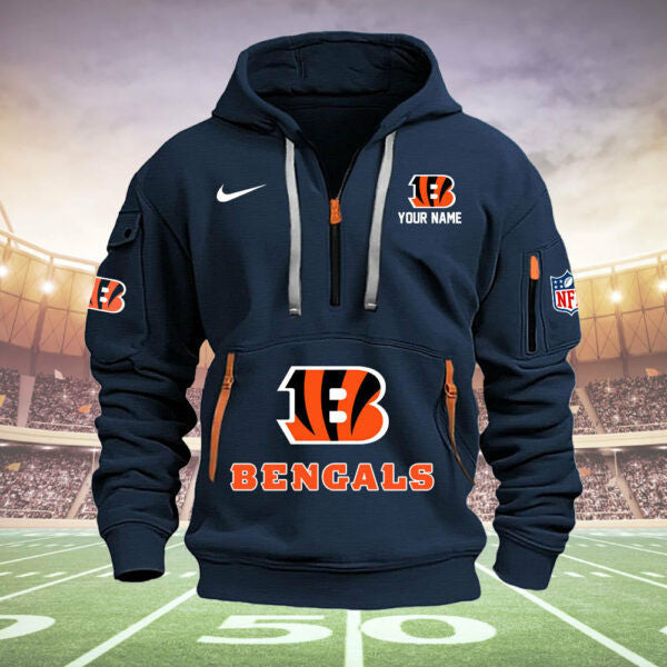 Cincinnati Bengals New Personalized Quarter Zip Hoodie Limited Edition  AZBTQZH000006