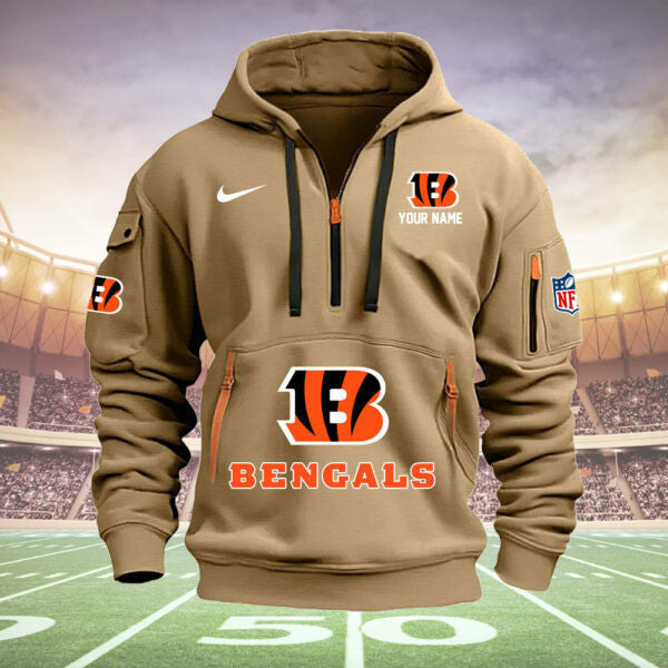 Cincinnati Bengals New Personalized Quarter Zip Hoodie Limited Edition  AZBTQZH000006