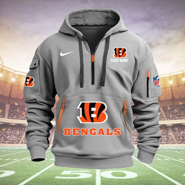 Cincinnati Bengals New Personalized Quarter Zip Hoodie Limited Edition  AZBTQZH000006