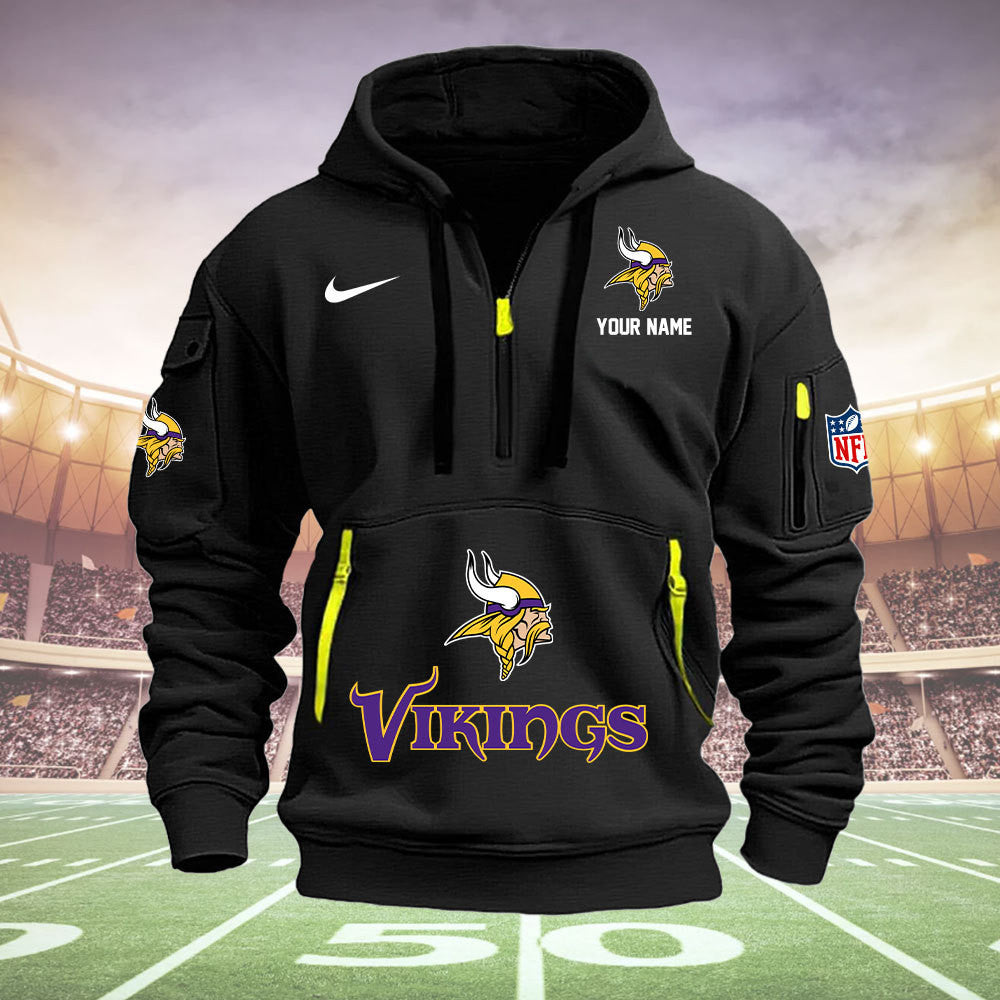 Minnesota Vikings New Personalized Quarter Zip Hoodie Limited Edition  AZBTQZH000013
