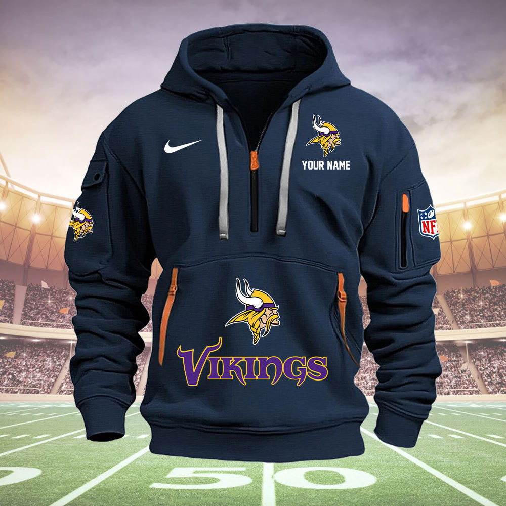 Minnesota Vikings New Personalized Quarter Zip Hoodie Limited Edition  AZBTQZH000013