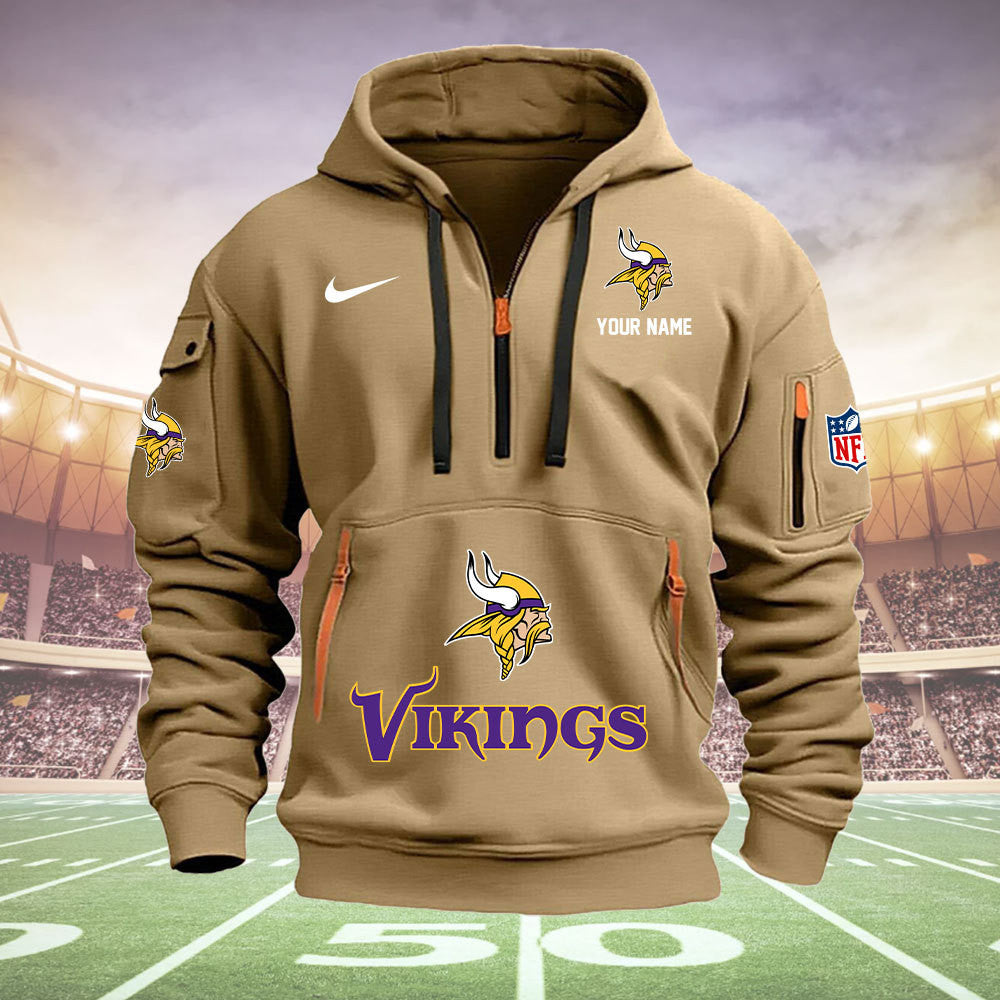 Minnesota Vikings New Personalized Quarter Zip Hoodie Limited Edition  AZBTQZH000013