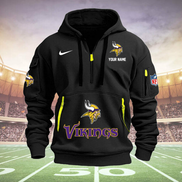 Minnesota Vikings New Personalized Quarter Zip Hoodie Limited Edition  AZBTQZH000013