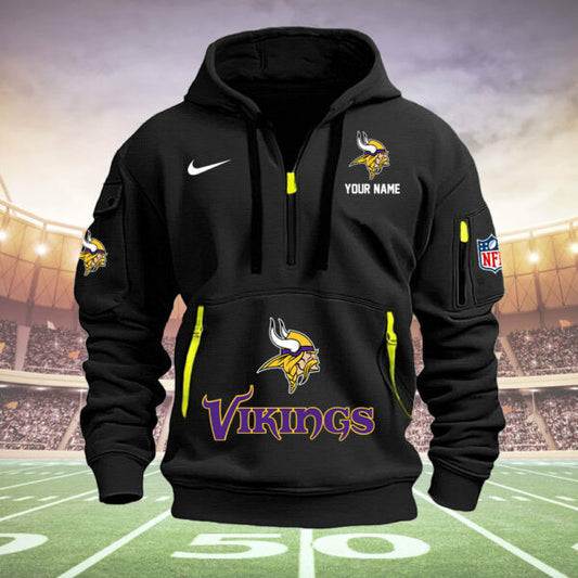 Minnesota Vikings New Personalized Quarter Zip Hoodie Limited Edition  AZBTQZH000013