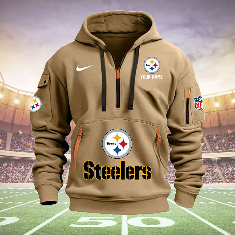 Pittsburgh Steelers New Personalized Quarter Zip Hoodie Limited Edition  AZBTQZH000008