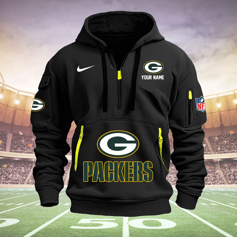 Green Bay Packers New Personalized Quarter Zip Hoodie Limited Edition  AZBTQZH000020