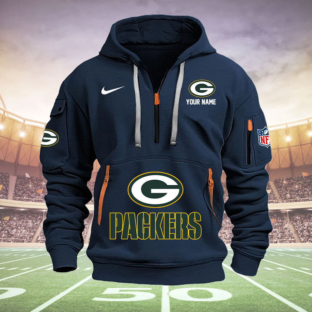 Green Bay Packers New Personalized Quarter Zip Hoodie Limited Edition  AZBTQZH000020