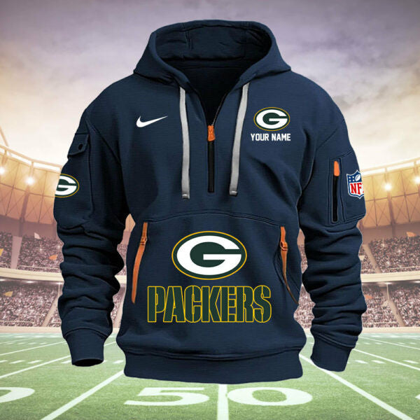 Green Bay Packers New Personalized Quarter Zip Hoodie Limited Edition  AZBTQZH000020