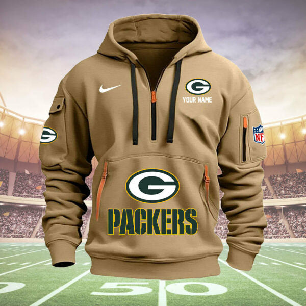 Green Bay Packers New Personalized Quarter Zip Hoodie Limited Edition  AZBTQZH000020