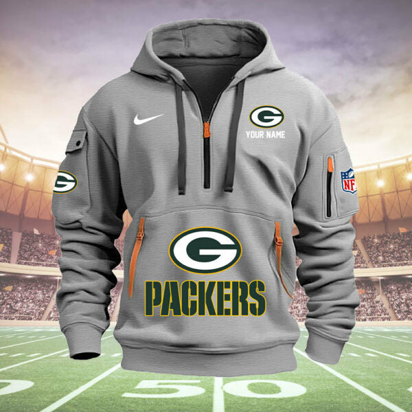 Green Bay Packers New Personalized Quarter Zip Hoodie Limited Edition  AZBTQZH000020