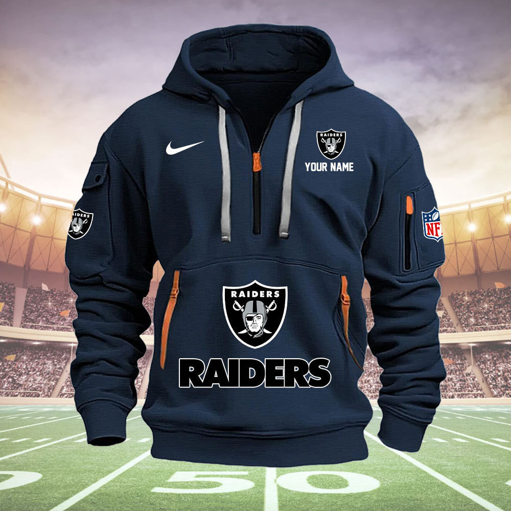 Las Vegas Raiders New Personalized Quarter Zip Hoodie Limited Edition  AZBTQZH000021