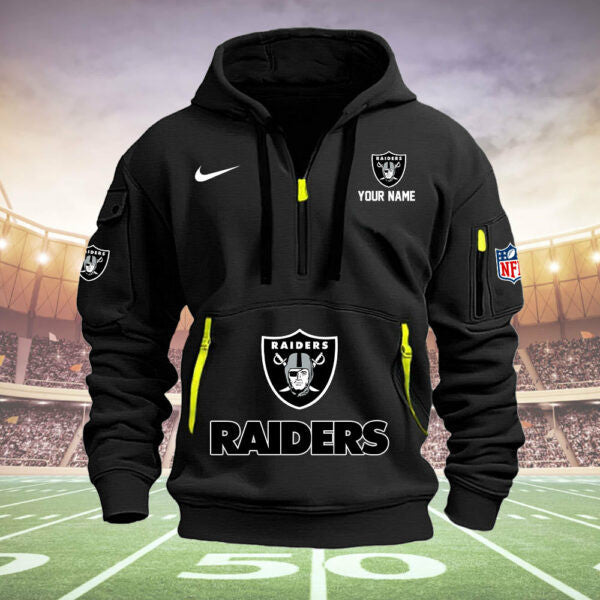 Las Vegas Raiders New Personalized Quarter Zip Hoodie Limited Edition  AZBTQZH000021