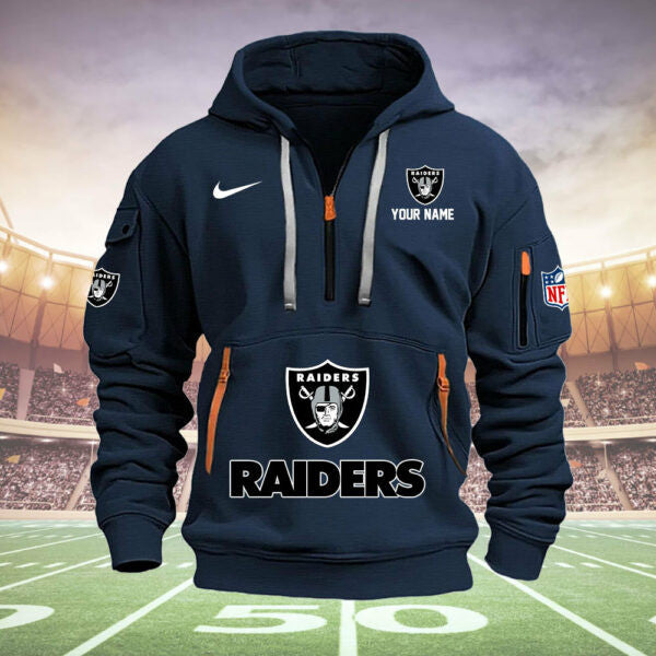 Las Vegas Raiders New Personalized Quarter Zip Hoodie Limited Edition  AZBTQZH000021