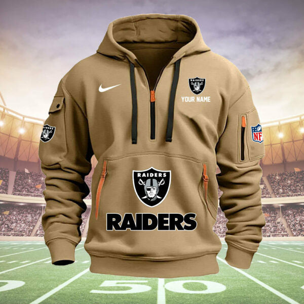 Las Vegas Raiders New Personalized Quarter Zip Hoodie Limited Edition  AZBTQZH000021