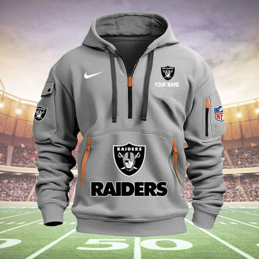 Las Vegas Raiders New Personalized Quarter Zip Hoodie Limited Edition  AZBTQZH000021