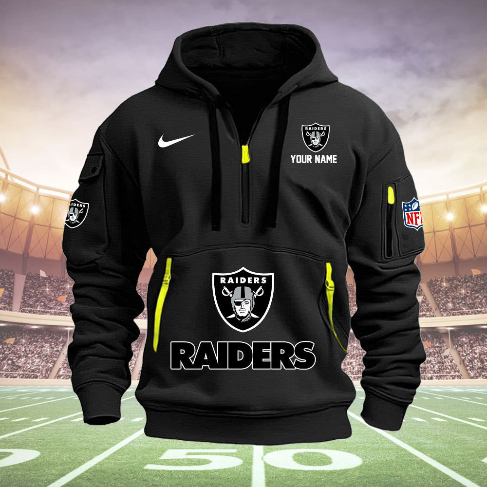 Las Vegas Raiders New Personalized Quarter Zip Hoodie Limited Edition  AZBTQZH000021
