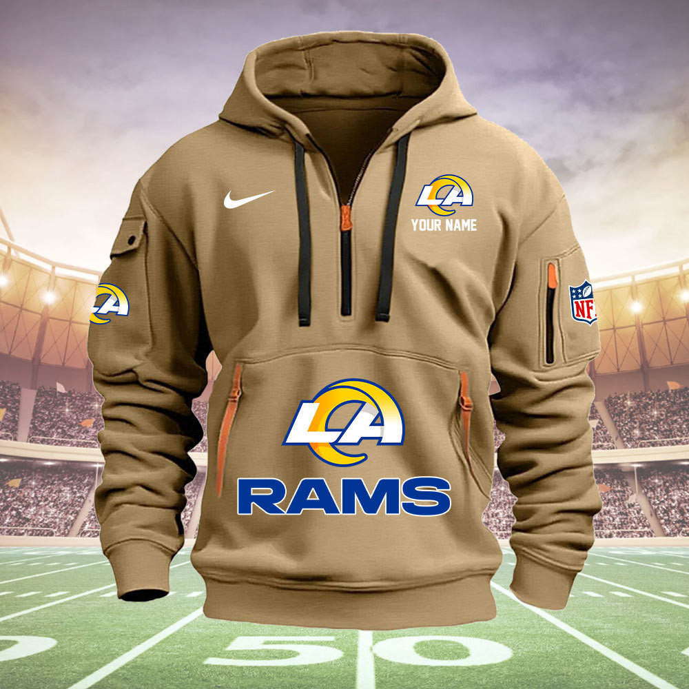 Los Angeles Rams New Personalized Quarter Zip Hoodie Limited Edition  AZBTQZH000023