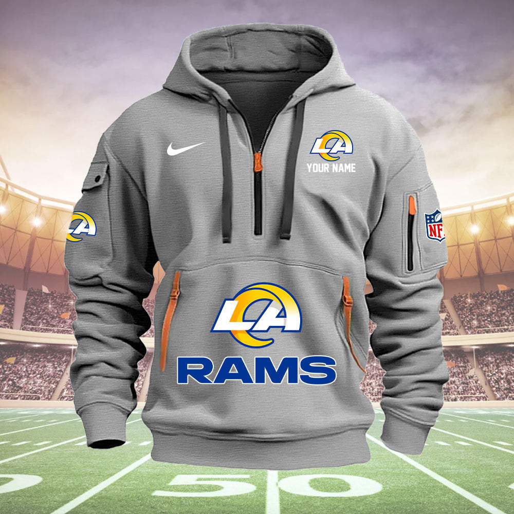 Los Angeles Rams New Personalized Quarter Zip Hoodie Limited Edition  AZBTQZH000023