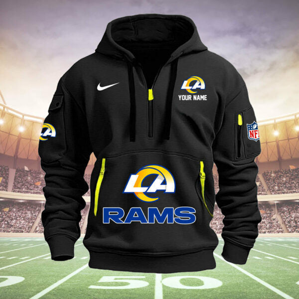 Los Angeles Rams New Personalized Quarter Zip Hoodie Limited Edition  AZBTQZH000023