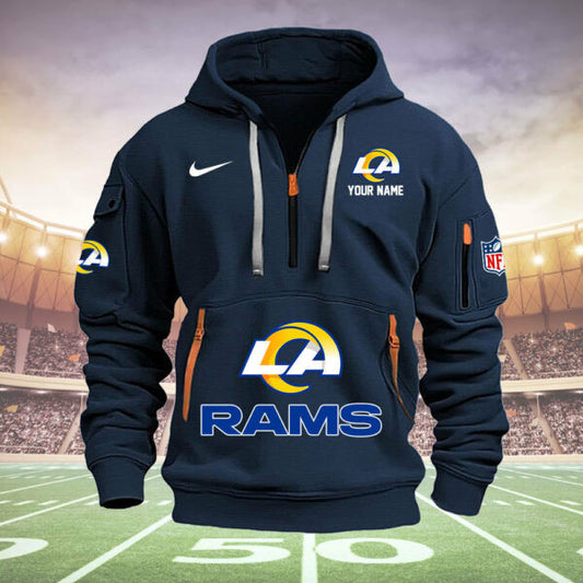 Los Angeles Rams New Personalized Quarter Zip Hoodie Limited Edition  AZBTQZH000023