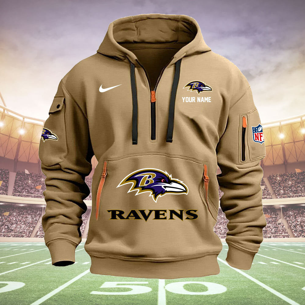 Baltimore Ravens New Personalized Quarter Zip Hoodie Limited Edition  AZBTQZH000022