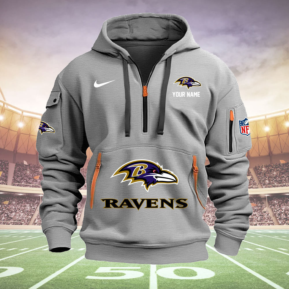 Baltimore Ravens New Personalized Quarter Zip Hoodie Limited Edition  AZBTQZH000022