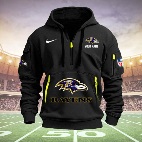 Baltimore Ravens New Personalized Quarter Zip Hoodie Limited Edition  AZBTQZH000022
