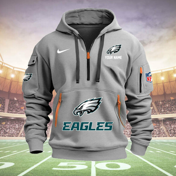 Philadelphia Eagles New Personalized Quarter Zip Hoodie Limited Edition  AZBTQZH000004