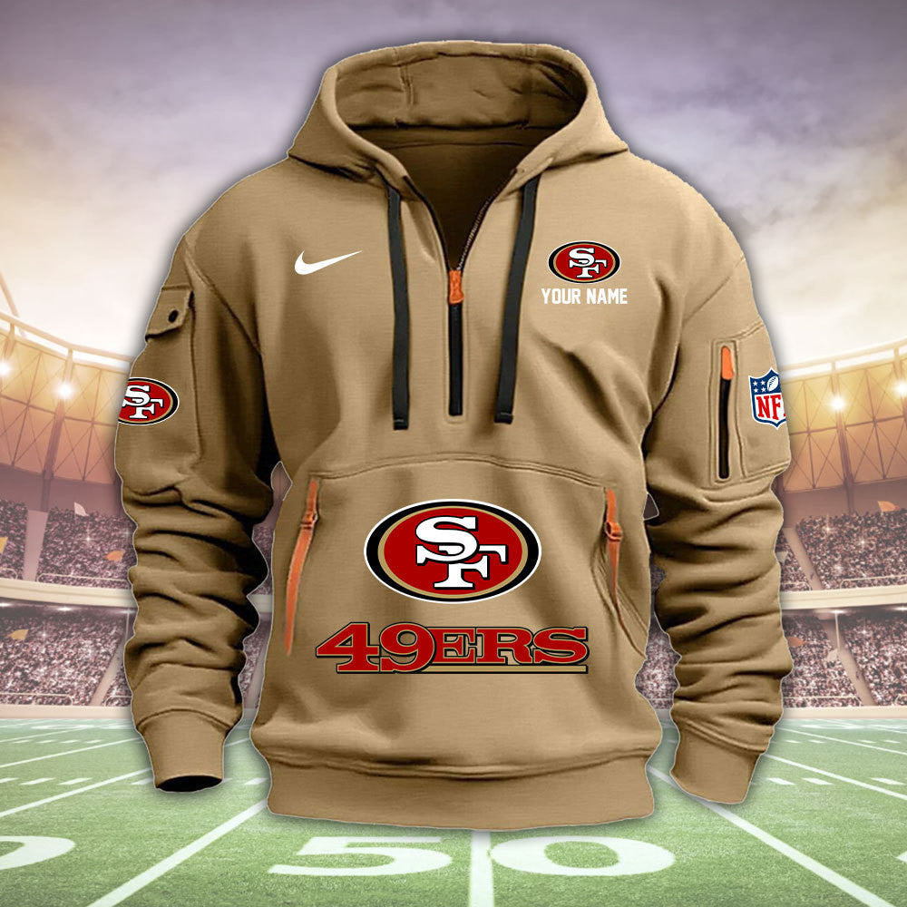 San Francisco 49ers New Personalized Quarter Zip Hoodie Limited Edition  AZBTQZH000014