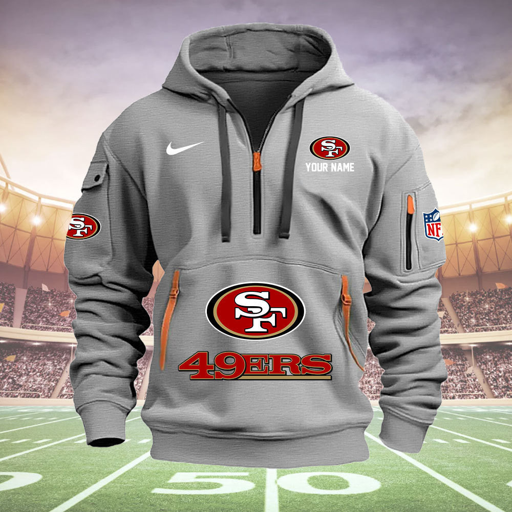San Francisco 49ers New Personalized Quarter Zip Hoodie Limited Edition  AZBTQZH000014
