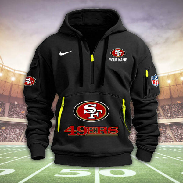 San Francisco 49ers New Personalized Quarter Zip Hoodie Limited Edition  AZBTQZH000014