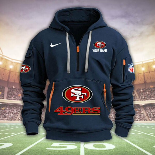 San Francisco 49ers New Personalized Quarter Zip Hoodie Limited Edition  AZBTQZH000014