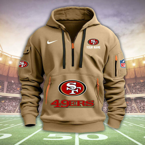 San Francisco 49ers New Personalized Quarter Zip Hoodie Limited Edition  AZBTQZH000014