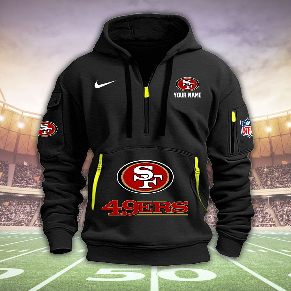 San Francisco 49ers New Personalized Quarter Zip Hoodie Limited Edition  AZBTQZH000014