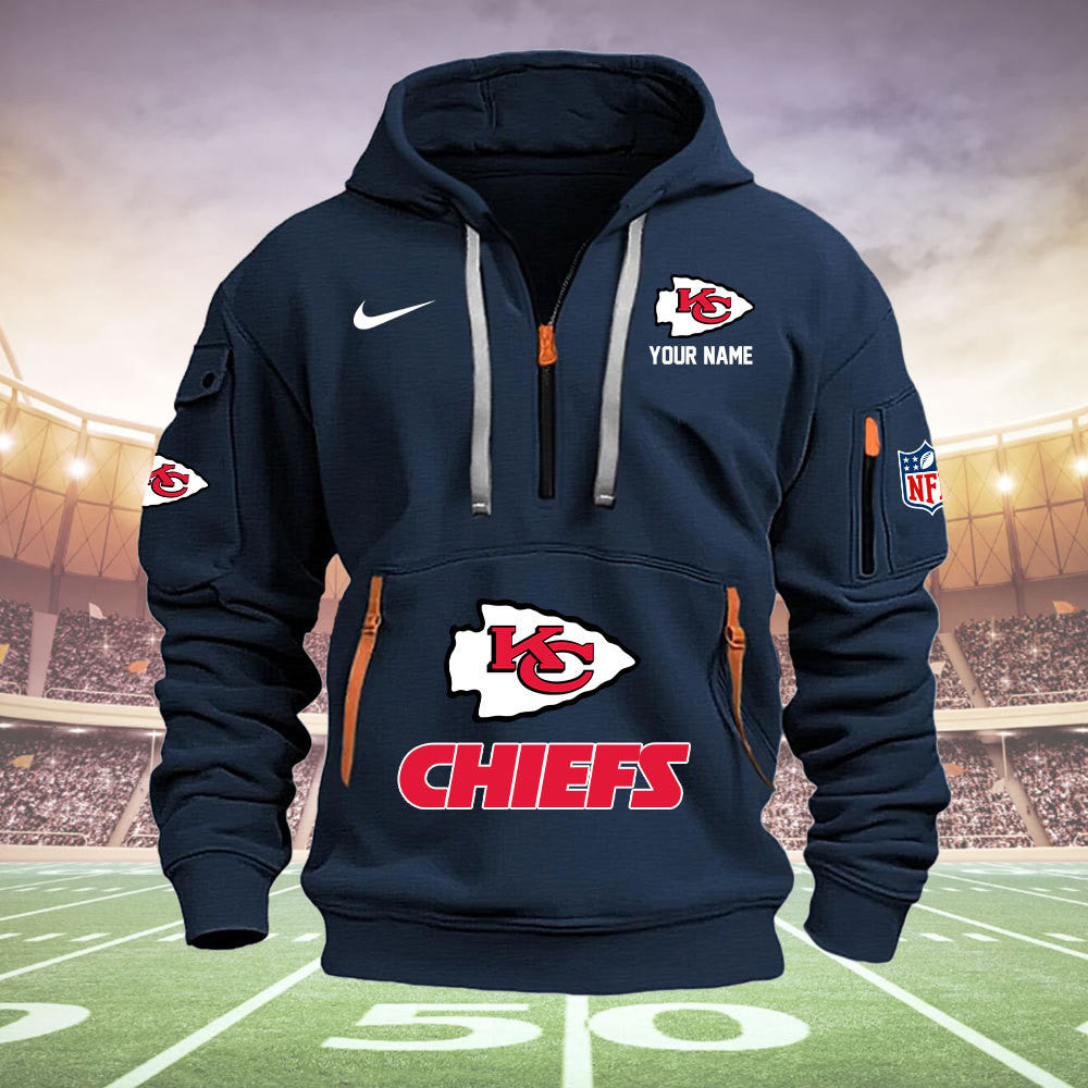 Kansas City Chiefs New Personalized Quarter Zip Hoodie Limited Edition  AZBTQZH000003