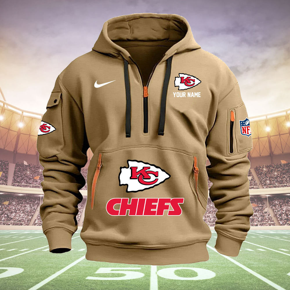 Kansas City Chiefs New Personalized Quarter Zip Hoodie Limited Edition  AZBTQZH000003
